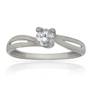 Anillo compromiso oro blanco 18kl circonita - Juno