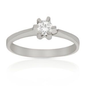 Anillo compromiso oro blanco 18kl circonita - Tellus