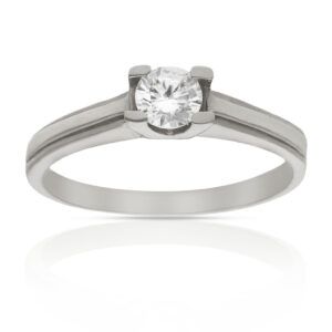 Anillo compromiso oro blanco 18kl circonita - Victoria