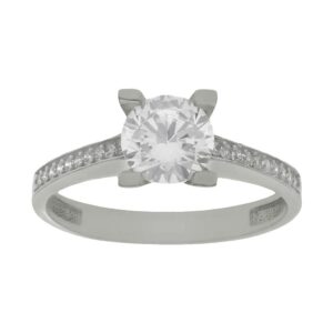 Anillo compromiso oro blanco 18kl circonitas - Alceo