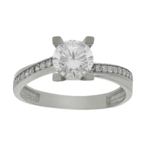 Anillo compromiso oro blanco 18kl circonitas - Aquiles
