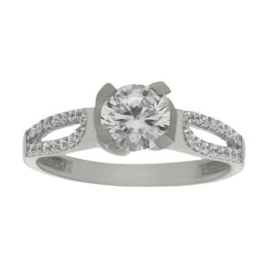 Anillo compromiso oro blanco 18kl circonitas - Cosmo