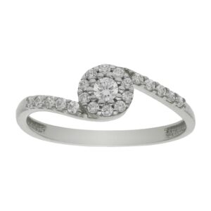 Anillo compromiso oro blanco 18kl circonitas - Mefitis