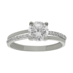 Anillo compromiso oro blanco 18kl circonitas - Morta