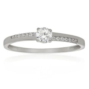 Anillo compromiso oro blanco 18kl circonitas - Neptuno
