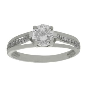 Anillo compromiso oro blanco 18kl circonitas - Nox