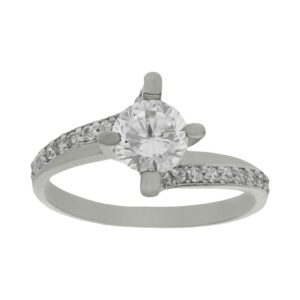 Anillo compromiso oro blanco 18kl circonitas - Pomona