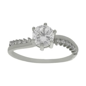 Anillo compromiso oro blanco 18kl circonitas - Salus