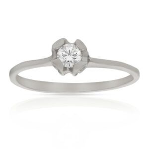 Anillo compromiso oro blanco 18kl diamante - Euro