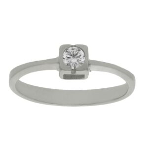 Anillo compromiso oro blanco 18kl diamante - Hemera