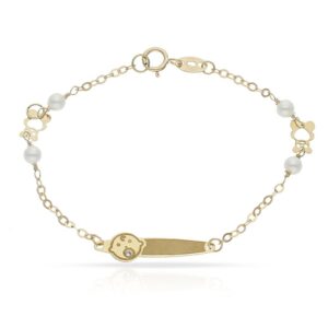 Esclava bebe oro 18kl perlas y circonita