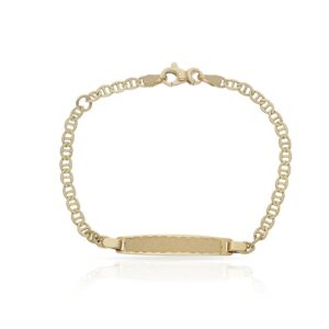 Pulsera bebe ancla oro 18kl placa 15cm