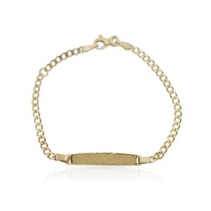 Pulsera bebe oval plano oro 18kl placa