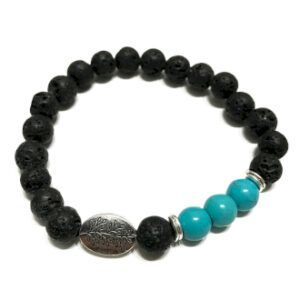 Pulsera piedra lava y turquesa - Hoja