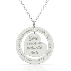 Collar personalizado plata Cerco y corazón 30mm