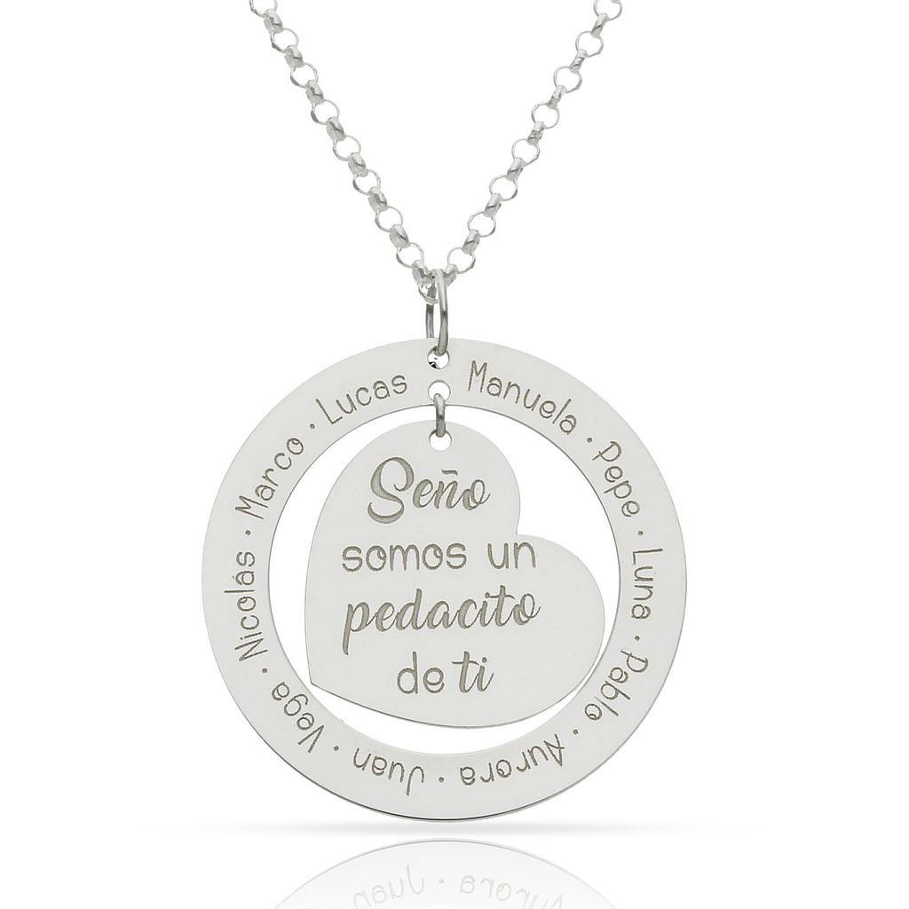 Collar personalizado plata Cerco y corazón 30mm Collar personalizado plata Cerco y corazón 30mm