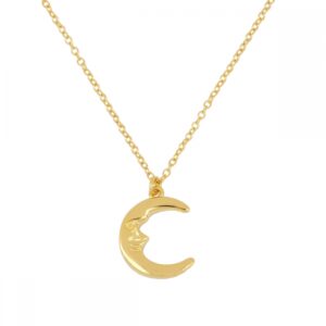 Collar plata ley colgante luna 14mm bañada oro Collar plata ley colgante luna 14mm bañada oro