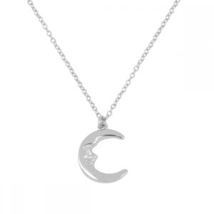 Collar plata ley colgante luna 14mm rodiada