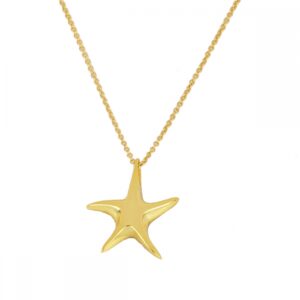 Collar plata ley estrella de mar 18x15,5mm bañado oro