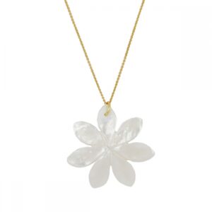Collar plata ley flor nacar 35mm bañada oro Collar plata ley flor nacar 35mm bañada oro
