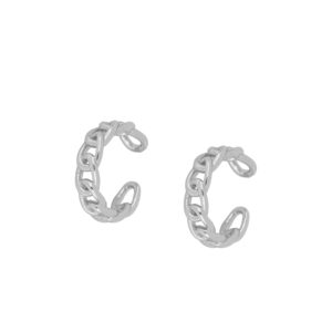 Pendiente Ear cuff plata cadena - Hilos 12mm rodiada