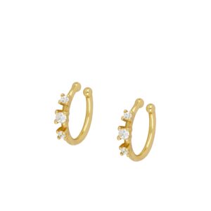 Pendientes Ear cuff 3 circonitas - Sira bañado oro