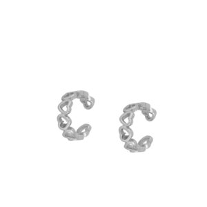 Pendientes Ear cuff corazones - Faira 10mm Rodiada