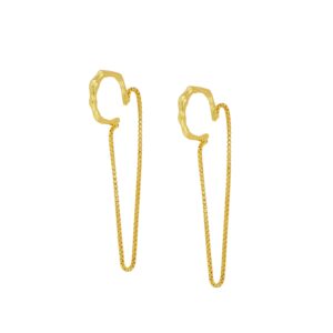 Pendientes Ear cuff plata cuerda - Lluvia 14mm bañada oro