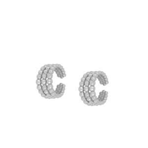 Pendientes Ear cuff triple bolita - Naya 12mm rodiada