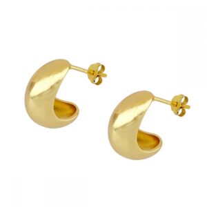 Pendientes aro plata - Luna 14x8.5mm bañado oro