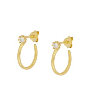 Pendientes aro plata circonita – Mona 14mm chapada oro Pendientes aro plata circonita - Mona 14mm chapada oro