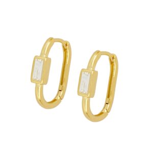 Pendientes aro plata circonita – Riven 16x13mm bañada oro Pendientes aro plata circonita - Riven 16x13mm bañada oro