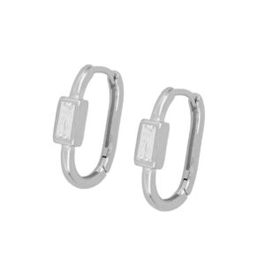 Pendientes aro plata circonita - Riven 16x13mm rodiada