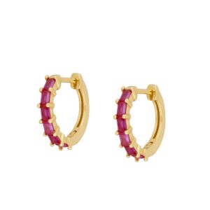 Pendientes aro plata circonitas 6 colores - Oasis rosa