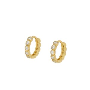 Pendientes aro plata circonitas – Astrea 12.50mm bañado oro Pendientes aro plata circonitas - Astrea 12.50mm bañado oro