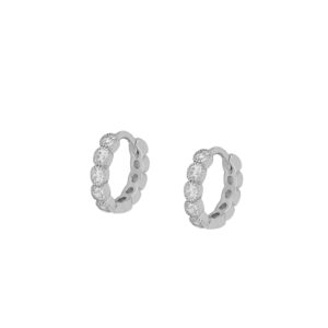 Pendientes aro plata circonitas - Astrea 12.50mm rodiada