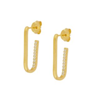 Pendientes aro plata circonitas - Brisa 25x12mm bañado oro
