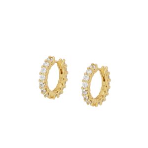 Pendientes aro plata circonitas - Cora 15.50mm chapado oro