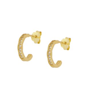 Pendientes aro plata circonitas - Cybel 11mm bañada oro