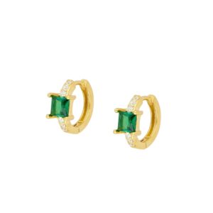 Pendientes aro plata circonitas - Kayle 11mm chapado oro