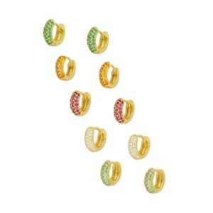 Pendientes aro plata circonitas - Lilia 11mm bañado oro
