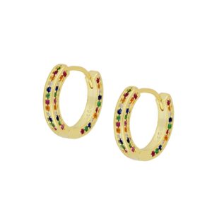 Pendientes aro plata colores - Cristal 16mm bañado oro