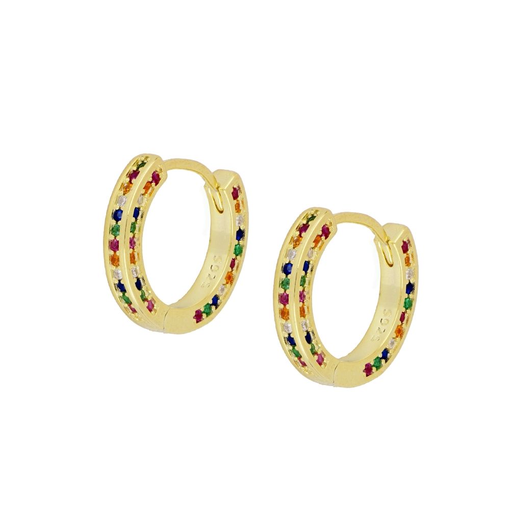 Pendientes aro plata colores - Cristal 16mm Pendientes aro plata colores - Cristal 16mm bañado oro