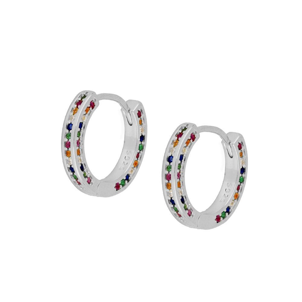 Pendientes aro plata colores - Cristal 16mm Pendientes aro plata colores - Cristal 16mm rodiada