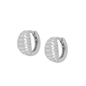 Pendientes aro plata concha - Lira 12mm rodiada
