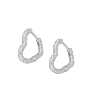 Pendientes aro plata corazón - Tesa 18x16mm rodiada