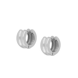 Pendientes aro plata doble – Dalia 12x6mm rodiada Pendientes aro plata doble - Dalia 12x6mm rodiada