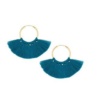 Pendientes aro plata hilo color - Vibras 25mm azul
