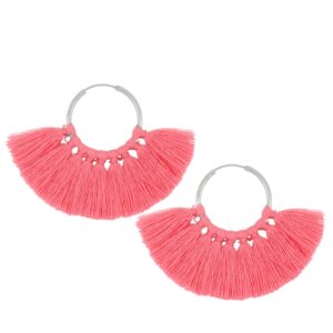 Pendientes aro plata hilo color – Vibras 25mm rosa Pendientes aro plata hilo color - Vibras 25mm rosa