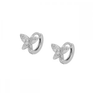 Pendientes aro plata mariposa - Nova 10mm rodiada